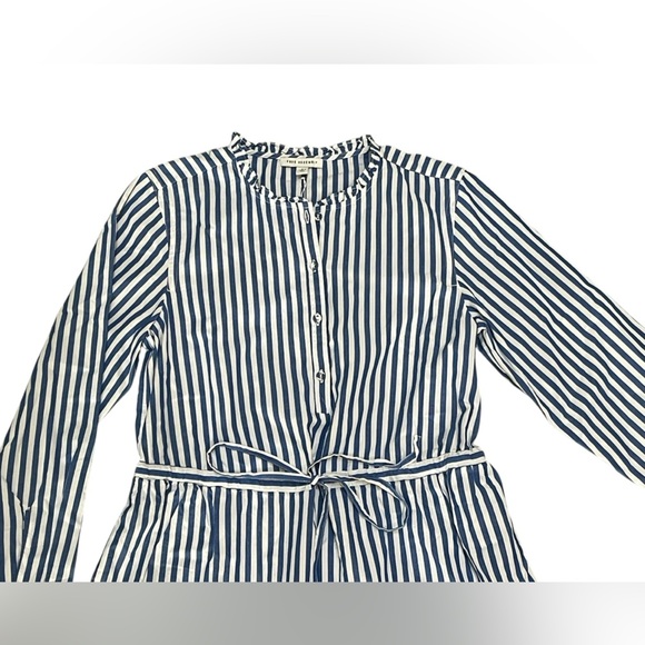 Free Assembly 100% Cotton Striped Ruffle Neck Mini Dress - Picture 4 of 12